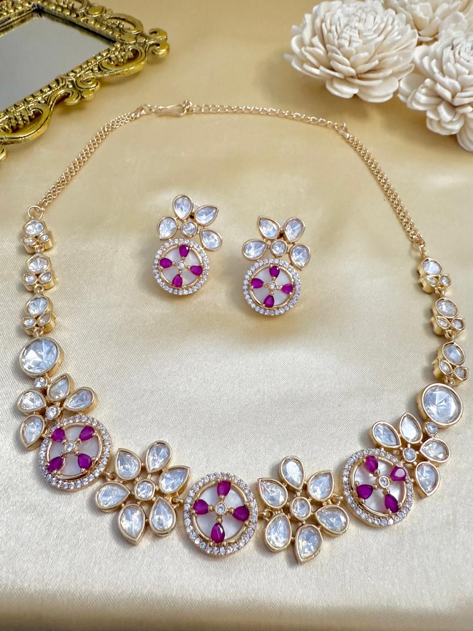 Anaisha Necklace Set - Magenta