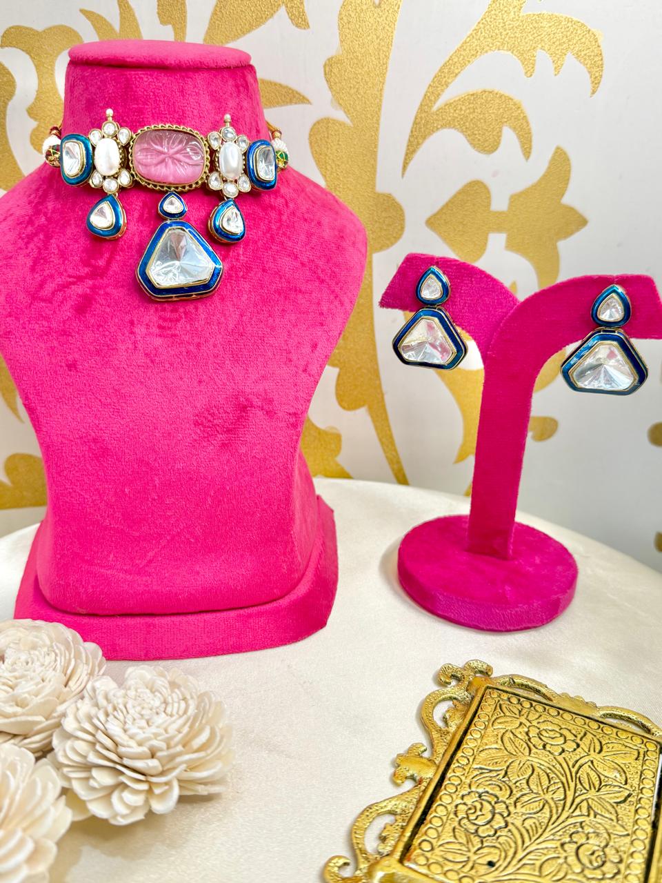 Kiana Choker set - Pink & Blue