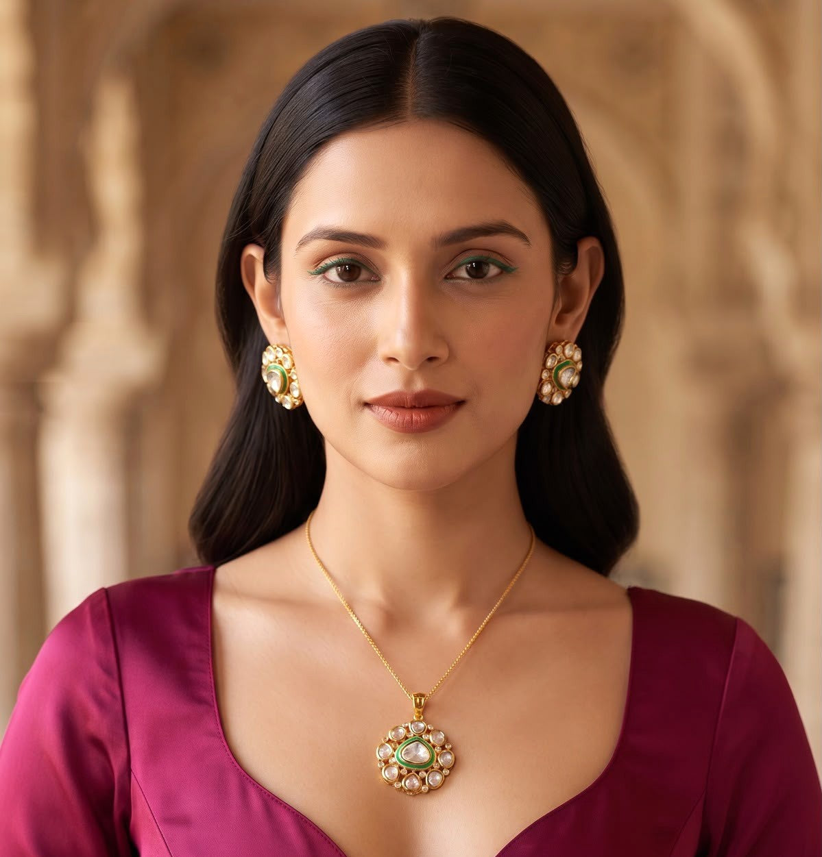 Palak pendant set - Green