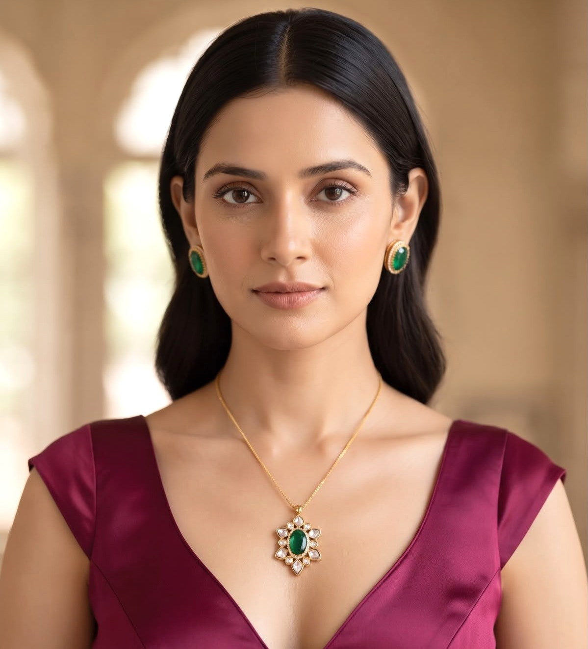 Pragya pendant set - Green