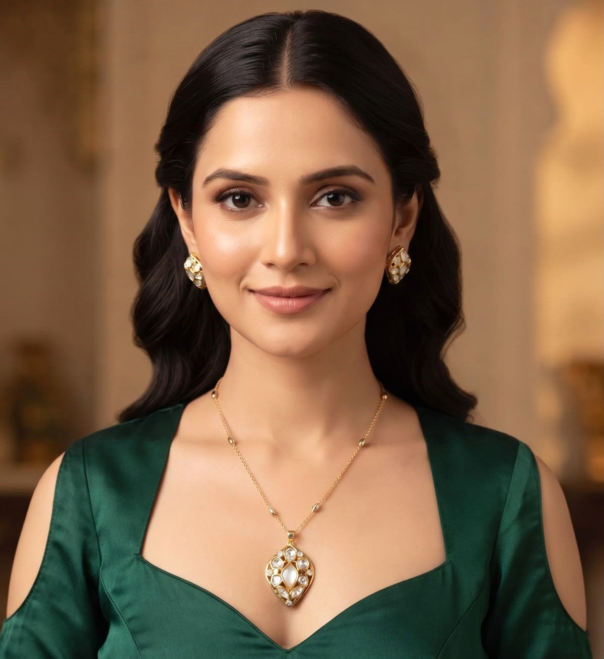 Snigdha pendant set - White