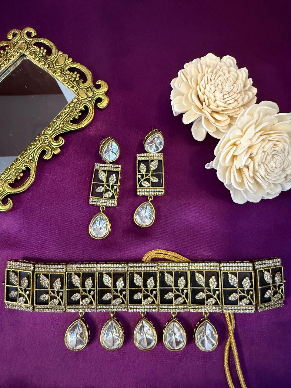 Miraya Drop Choker Set - Wine