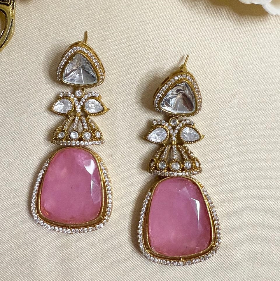 Imitation Polki & Moissanite Dangler Earrings – Jewelmira