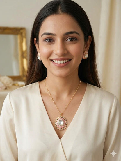 Ananya pendant set - Pink