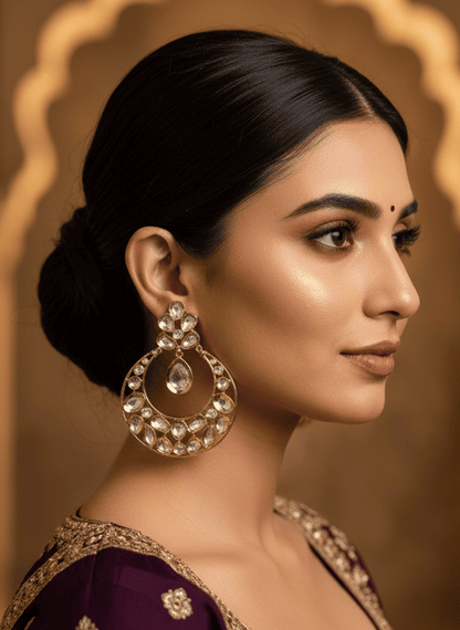 Kiyaana studded chaandbaali - White