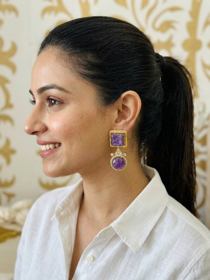 Nia stone danglers - Purple
