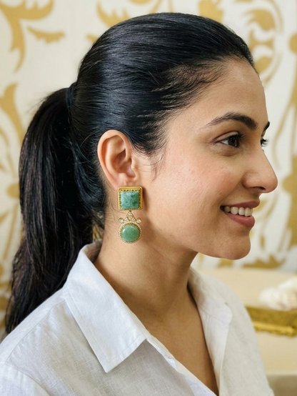 Nia stone danglers - Green