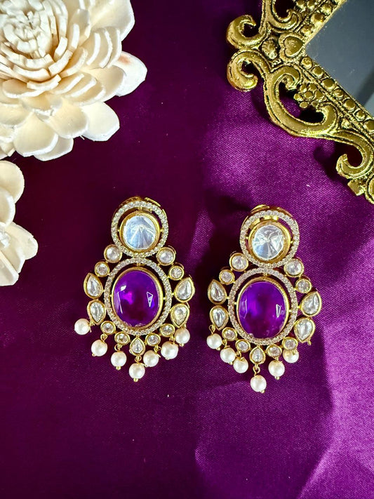 Noorvi pearl danglers - Purple