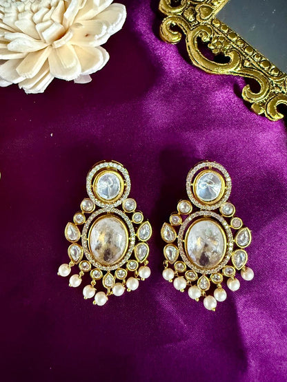 Noorvi pearl danglers - White
