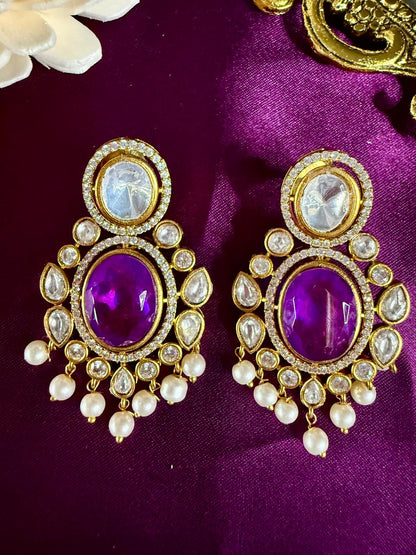 Noorvi pearl danglers - Purple