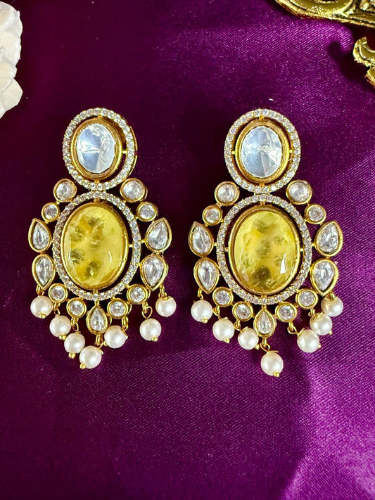 Noorvi pearl danglers - Yellow