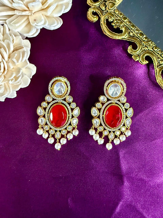 Noorvi pearl danglers - Red