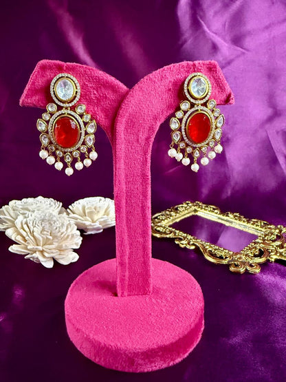 Noorvi pearl danglers - Red