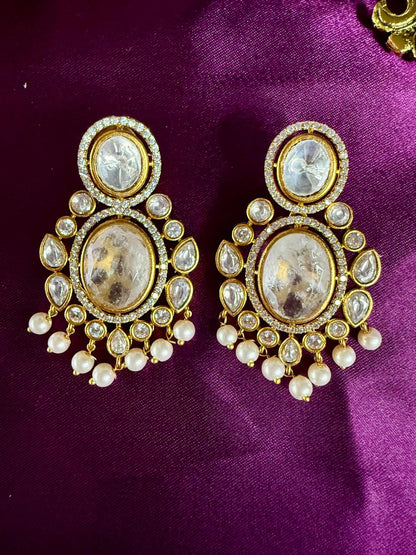 Noorvi pearl danglers - White