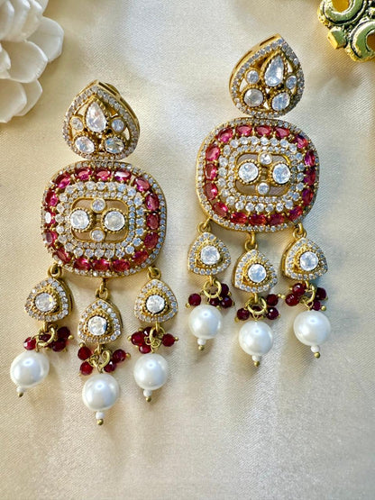 Sitaara Pearl Danglers - Magenta