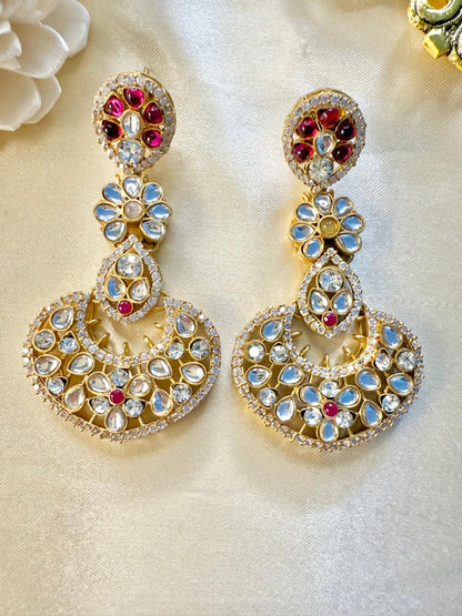 Aarvi Stone Danglers - Magenta