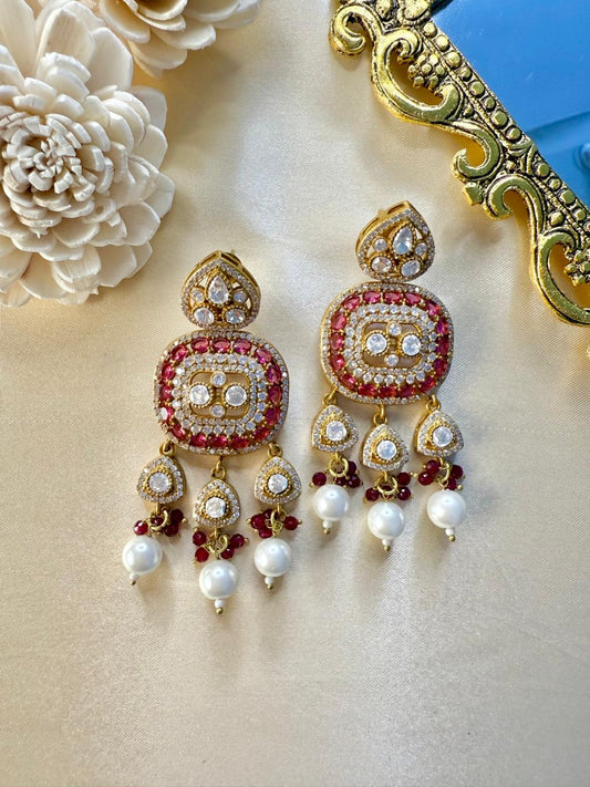 Sitaara Pearl Danglers - Magenta