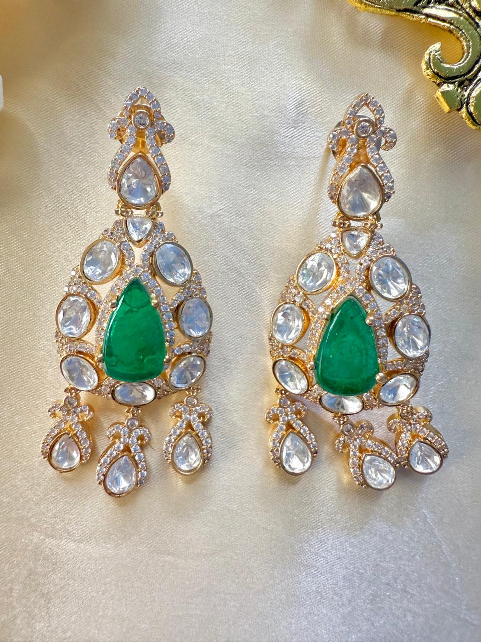 Tarini Drop Danglers - Green