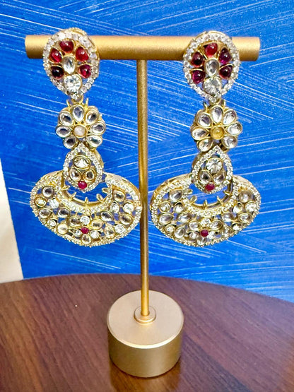Aarvi Stone Danglers - Magenta