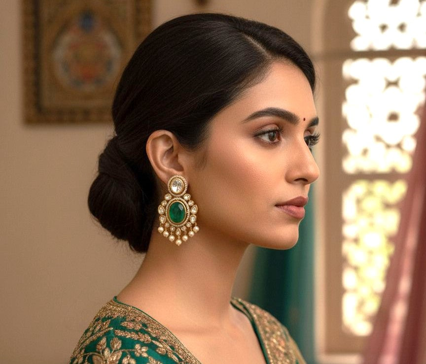 Noorvi pearl danglers - Green