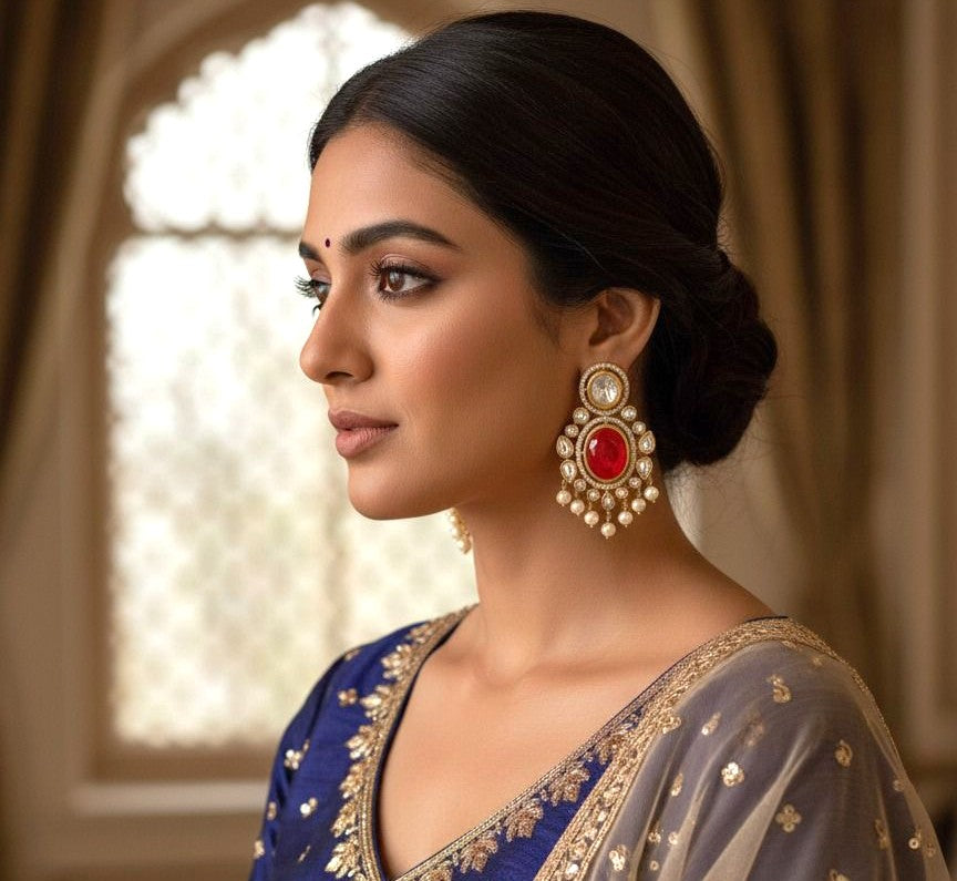 Noorvi pearl danglers - Red