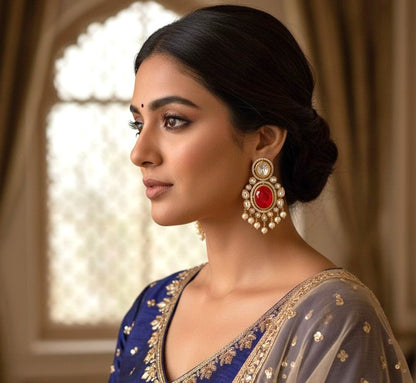 Noorvi pearl danglers - Red