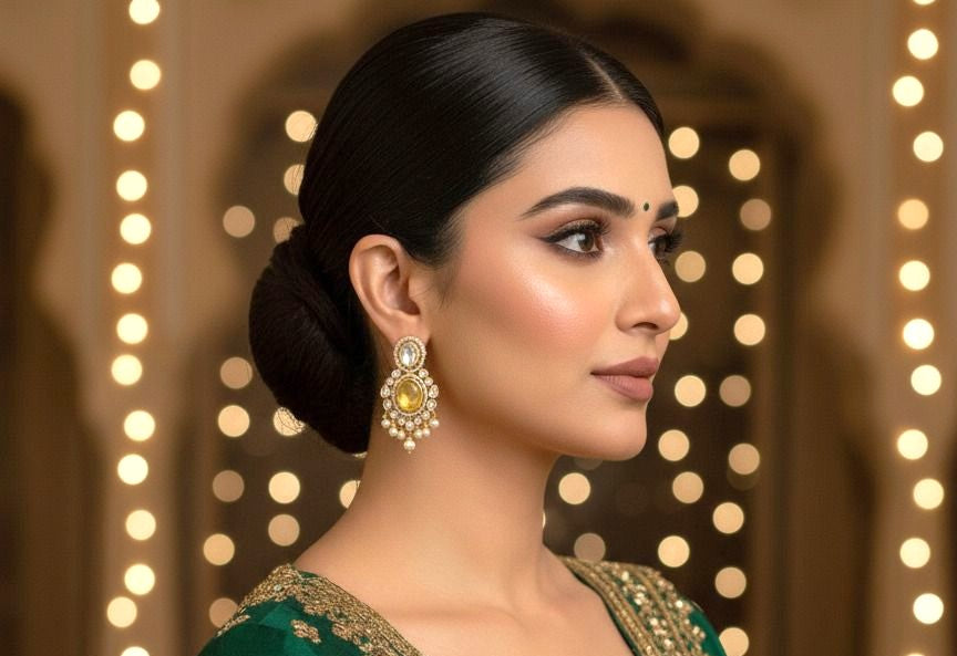 Noorvi pearl danglers - Yellow