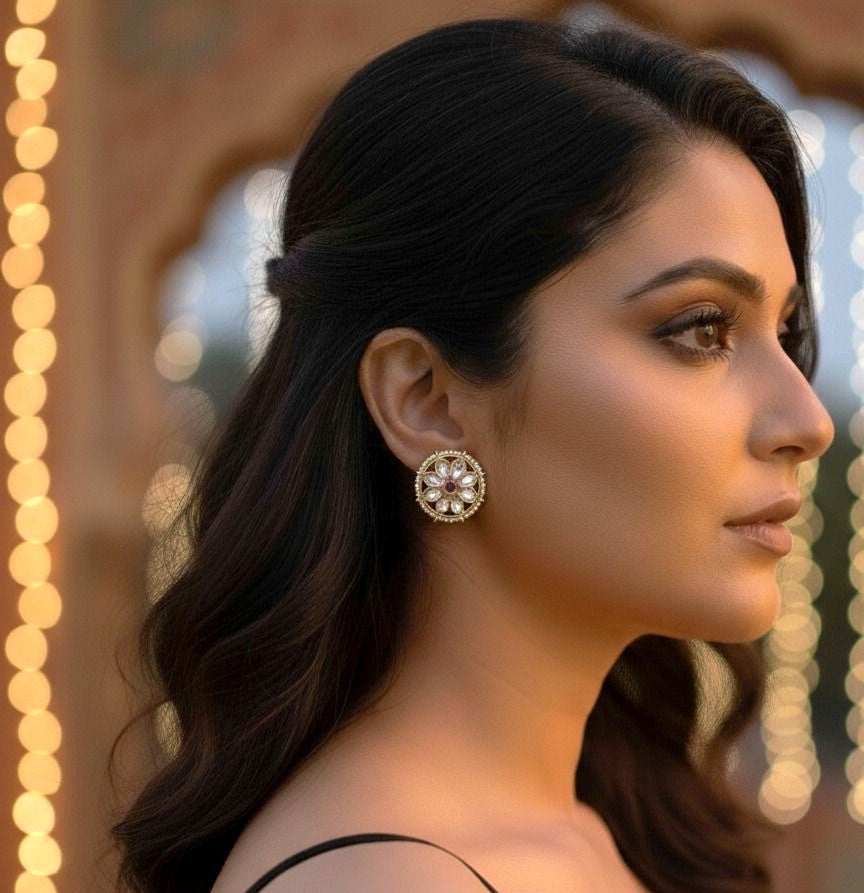 Eira stone studs - Magenta