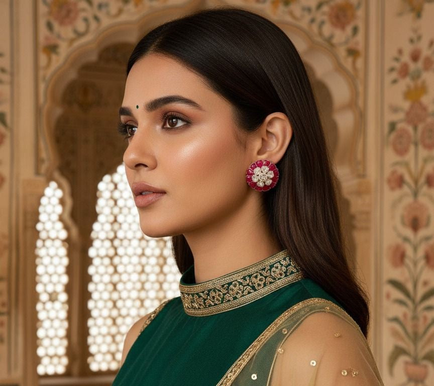 Elina stone studs - Ruby