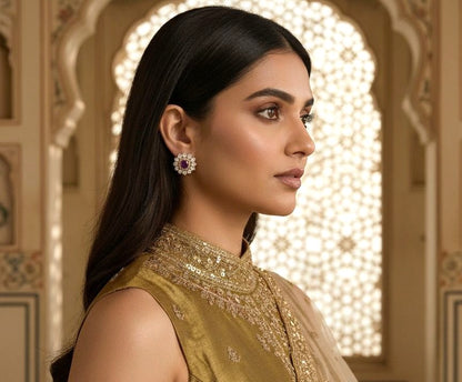 Mahira flower studs - Purple