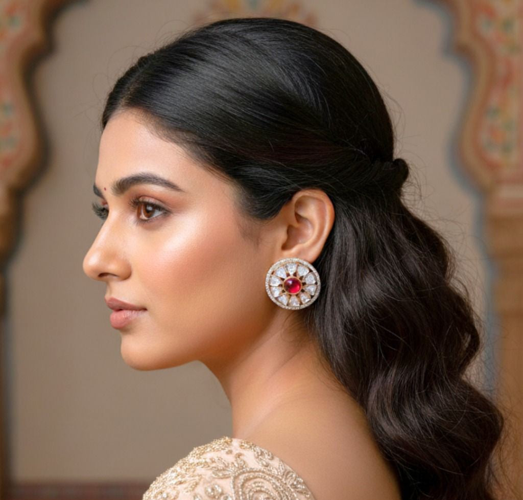 Amaya stone studs - Red