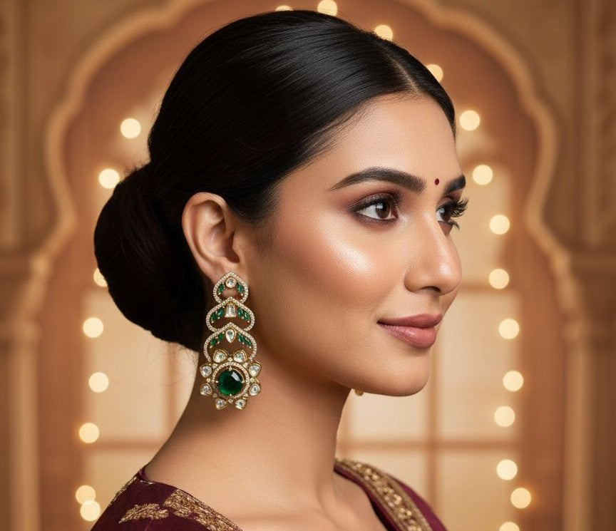 Ziya stone danglers - Green