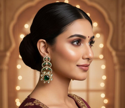 Ziya stone danglers - Green