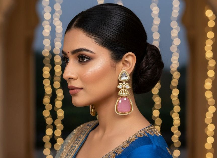 Dia stone danglers - Pink