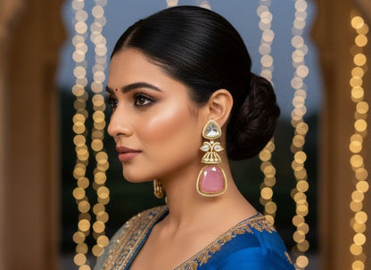 Dia stone danglers - Pink