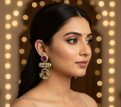 Radha danglers - Rani Pink