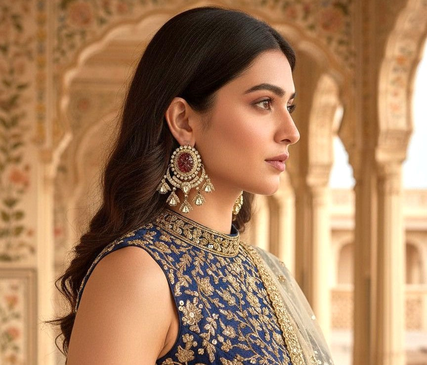 Roohi chandelier danglers - Ruby