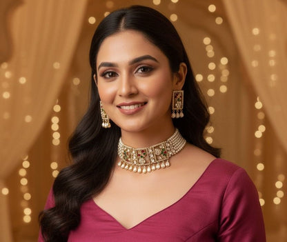 Tara Choker Set - Ruby & Green