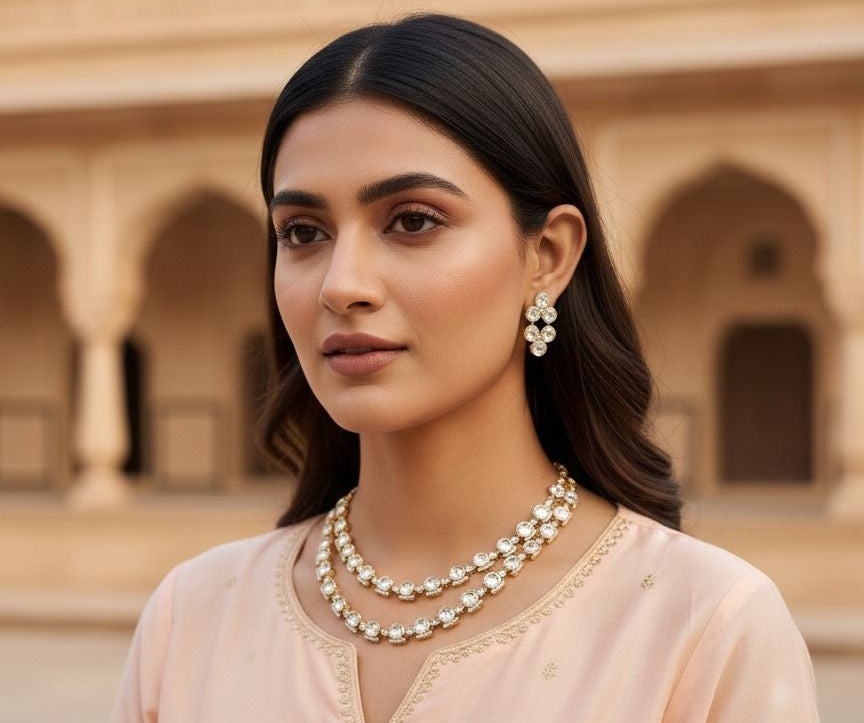 Aurelia double layered Necklace Set - White