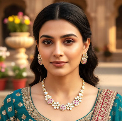 Anaisha Necklace Set - Magenta