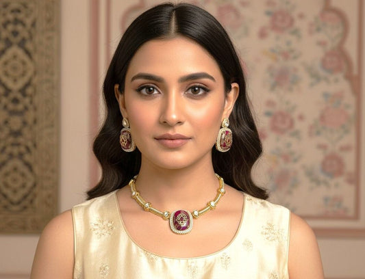 Anaya Necklace Set - Magenta