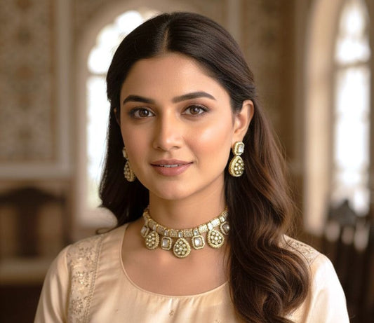 Kavya Choker Set - White