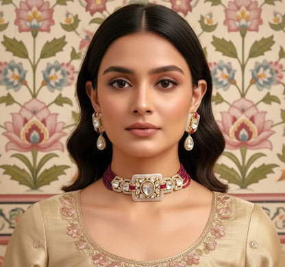 Raina Choker Set - Magenta