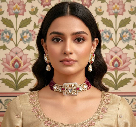 Raina Choker Set - Magenta