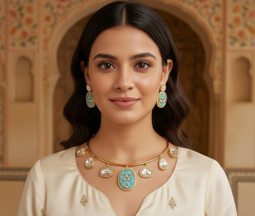 Vaanya Hasli Set - Sky Blue