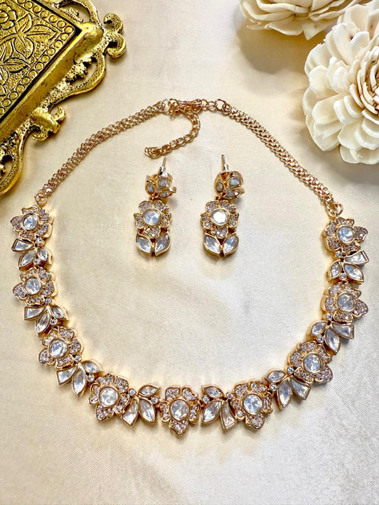 Rose necklace set - White