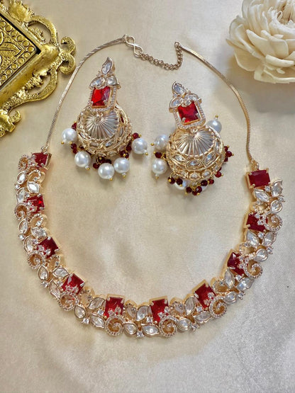 Aanya necklace set - Red