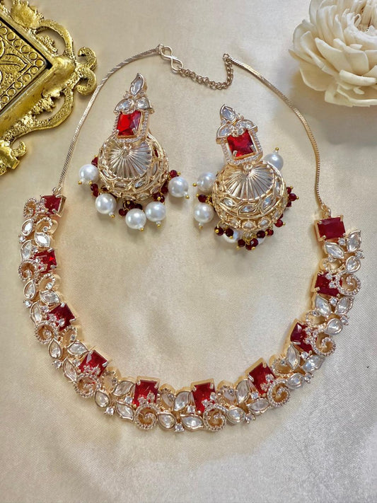 Aanya necklace set - Red