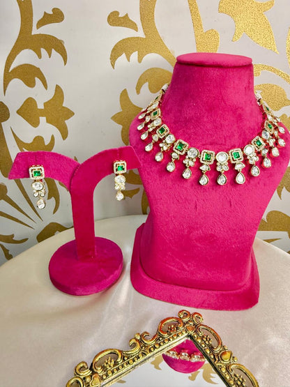 Ridhima drop necklace set - Green