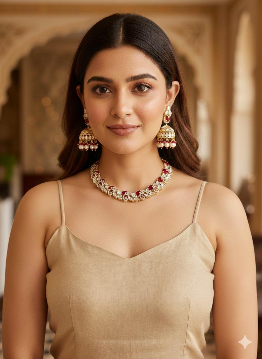 Aanya necklace set - Red